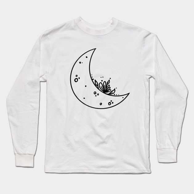 Boho Moon Art T-Shirt Long Sleeve T-Shirt by OgogoPrintStudio